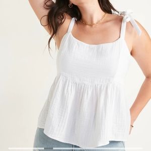 Tie shoulder Waist defined swing top